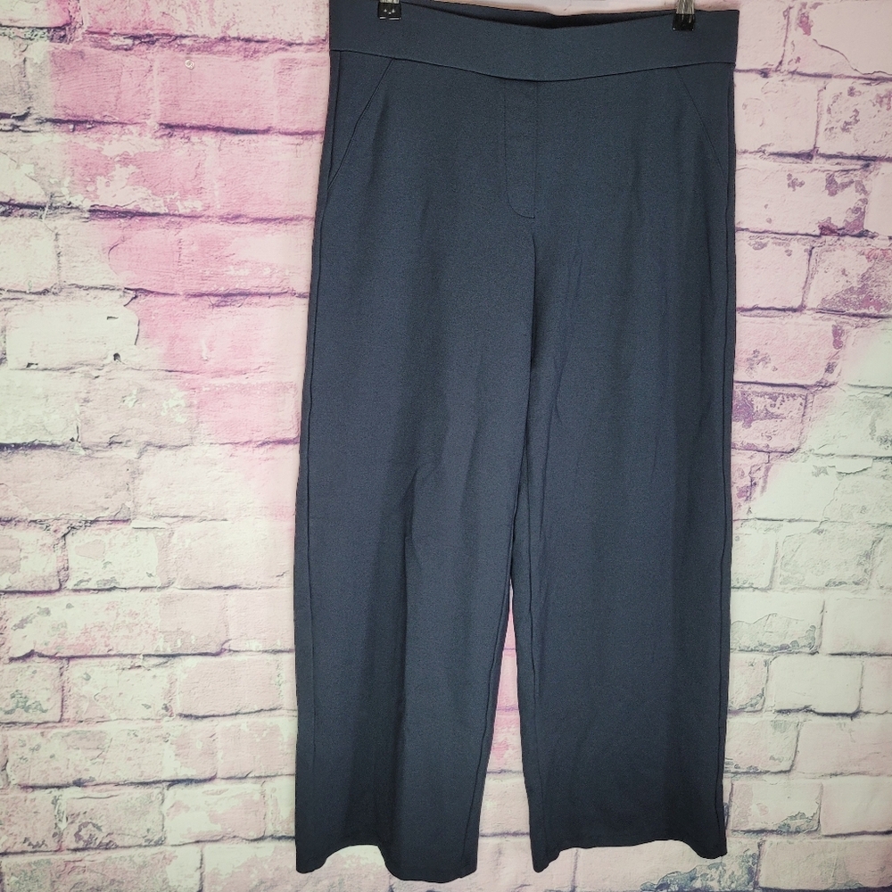 QUINCE ULTRA STRETCH PONTE WIDE LEG PANTS NAVY WOMENS LARGE